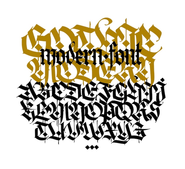 Gothic Capital black letters on a white background Beautiful and stylish calligraphy