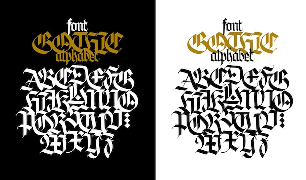 Gothic Capital letters Beautiful and stylish calligraphy  Medieval European modern style