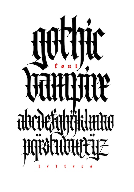 Gothic display English alphabet Vector Medieval Latin letters Classic old European style