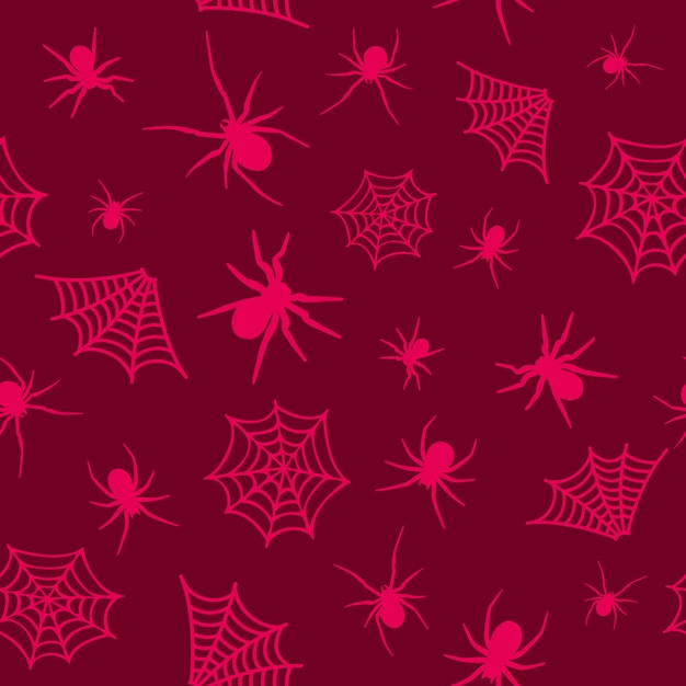 Gothic Halloween seamless pattern made up many spiders and cobweb. Ornamental paper design.