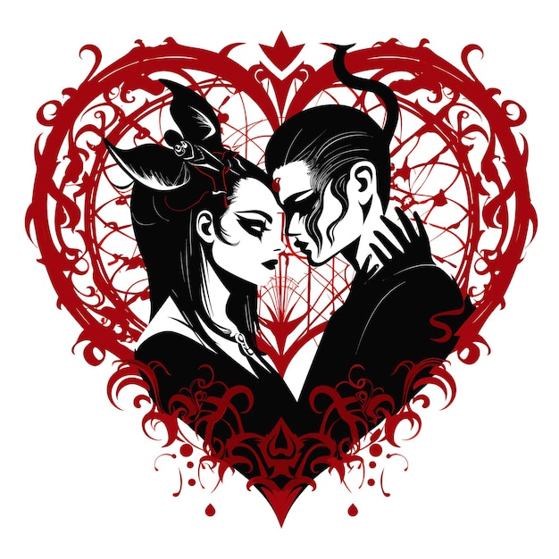 Gothic Love Vector Art Illustration