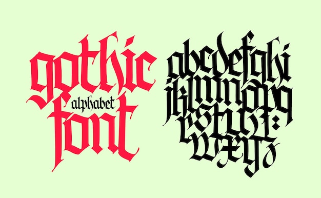 Gothic Lowercase letters Medieval European modern style All Latin letters are written with a pen