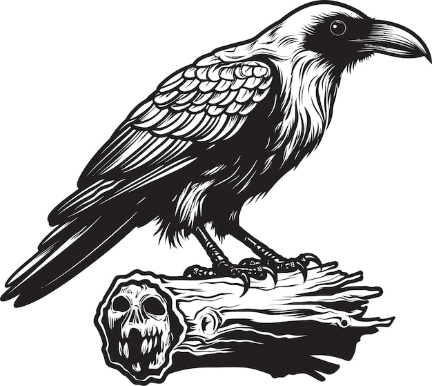 Gothic Ravens Sentinel Vector Logo Concept Ravens Gaze Vector Graphic Icon