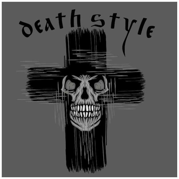 Gothic sign with skull and cross, grunge vintage design t shirts