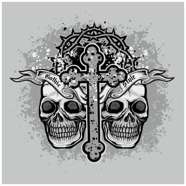 Gothic sign with skull grunge vintage design t shirts