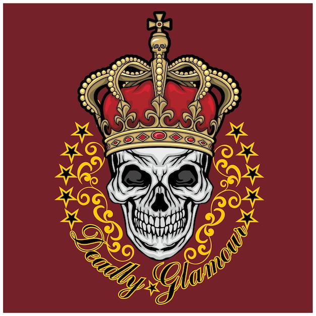 Gothic sign with skull with crown, grunge vintage design t shirts