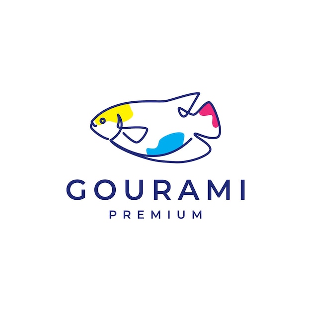 Gourami fish food cook taste line art modern minimal logo design vector