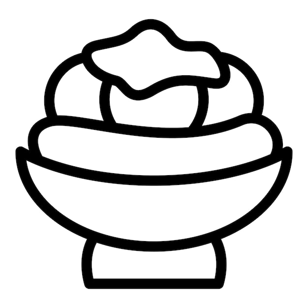 Gourmet banana split icon outline vector Fruit dessert