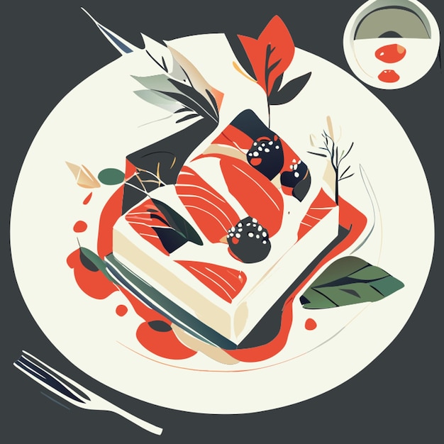 gourmet cuisine presentation with attention to detail vector illustration flat 2