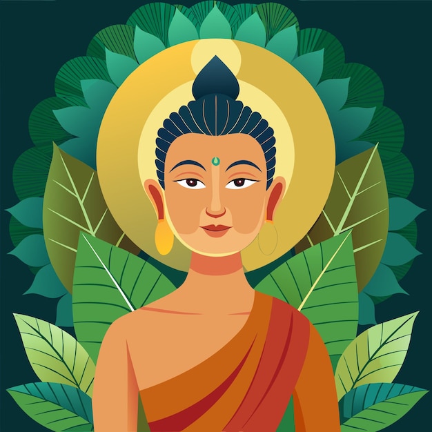 goutam buddha flat color illustration