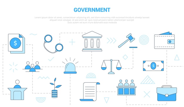 Government concept with icon set template banner with modern blue color style vector