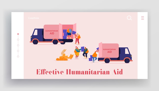 Vector governmental help to people in need landing page