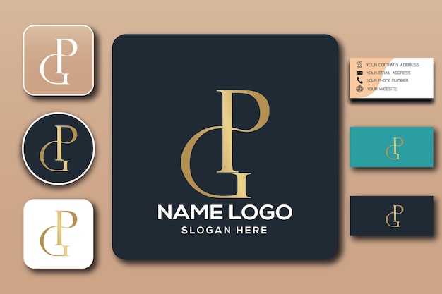 GP monogram logo template color editable