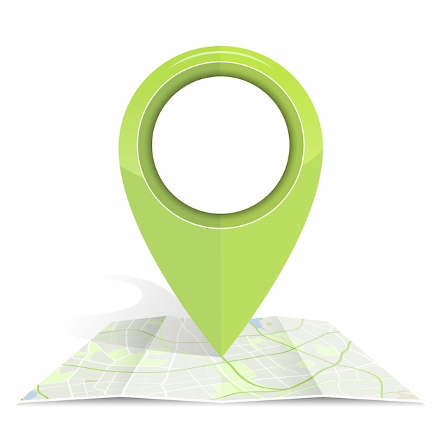 GPS icon mock up green color on Map paper