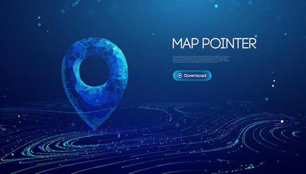 Gps location pin Geolocation map mark point location Futuristic technology Gps in 3d style on blue background 3d vector illustration Blue abstract futuristic business vector travel concept