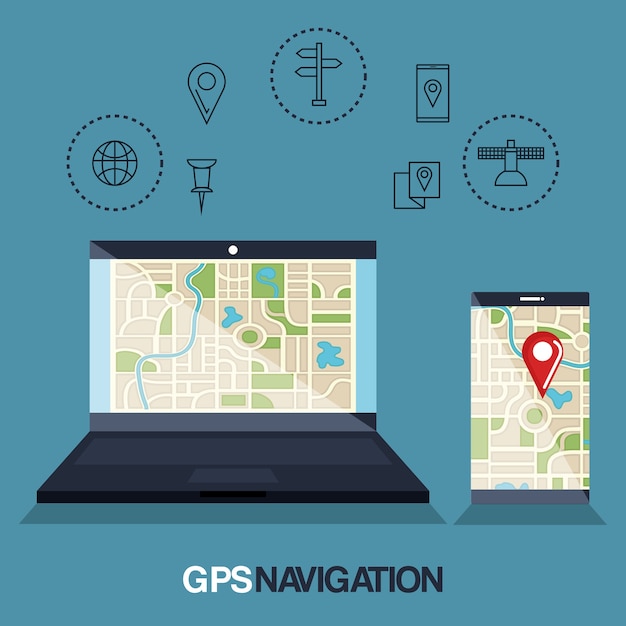 Vector gps navigation app icons