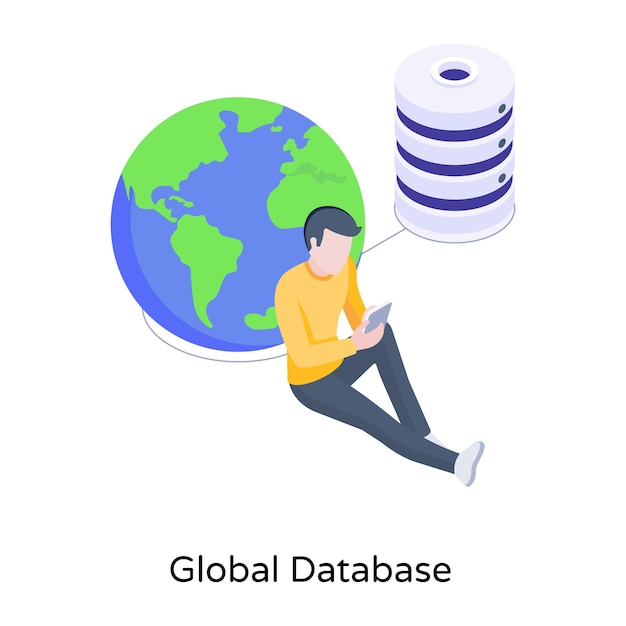 Grab this amazing isometric icon of global database