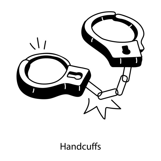 Vector grab this doodle icon of handcuffs