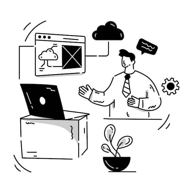 Grab this editable illustration of a cloud architect