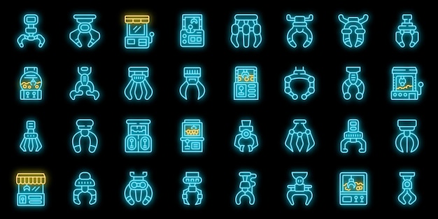 Grabber icons set vector neon