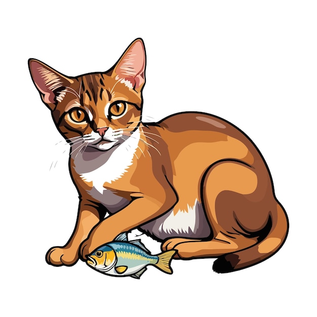 Graceful Abyssinian Cat Vector Illustration