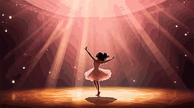 Vector graceful ballet performance by a girl on stage