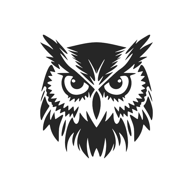 A graceful black owl logo Isolated on a white background