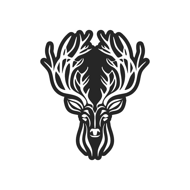 Vector a graceful black white vector logo of the deer isolated