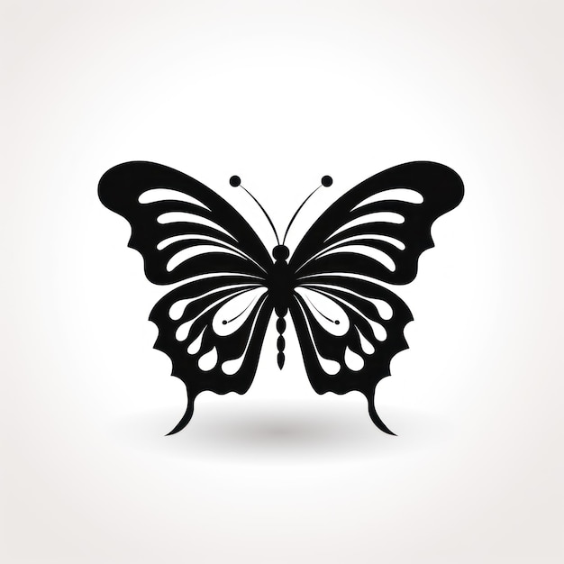 Graceful Butterfly Silhouette on White Background AI Generated