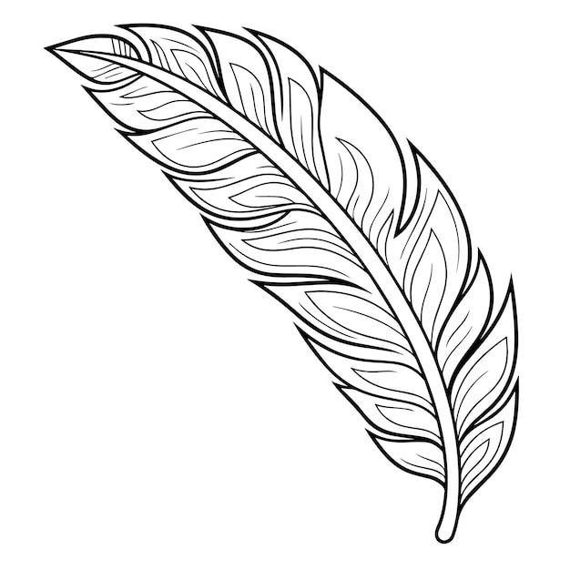 Graceful feather outline icon in vector format for elegant designs