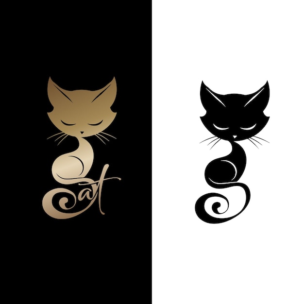 Graceful Feline Emblem Luxurious Cat Symbol Minimalistic Elegance