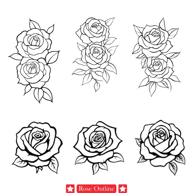 Graceful Rose Vector Outline Delicate Floral Sketch for Invitations Prints Fabric Patterns and More