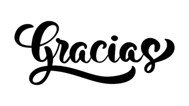 Gracias hand written lettering Modern brush calligraphy Thank you in spanish Isolated