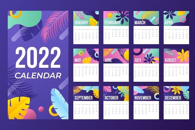 Gradient 2022 calendar template