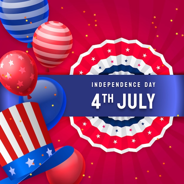 Gradient 4th of july illustration with balloons