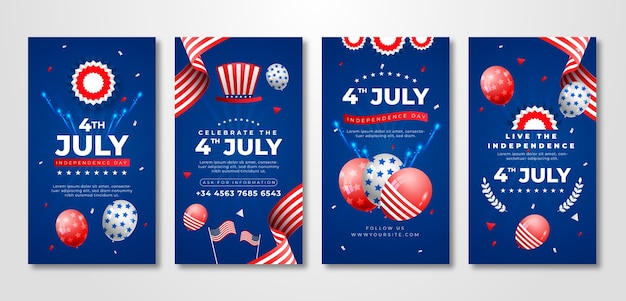 Gradient 4th of july instagram stories collection