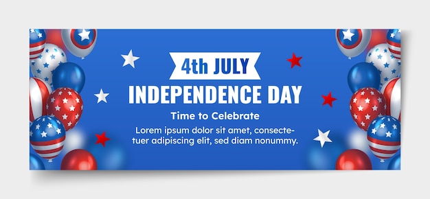 Gradient 4th of july social media cover template