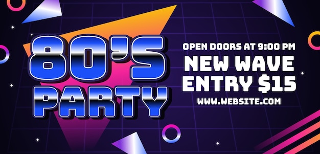 Gradient 80s party horizontal banner