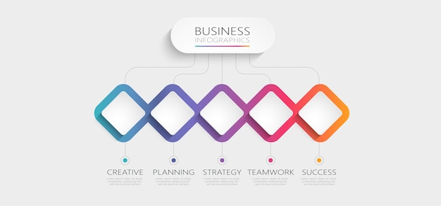 Gradient abstract 3D infographic template with options for brochure