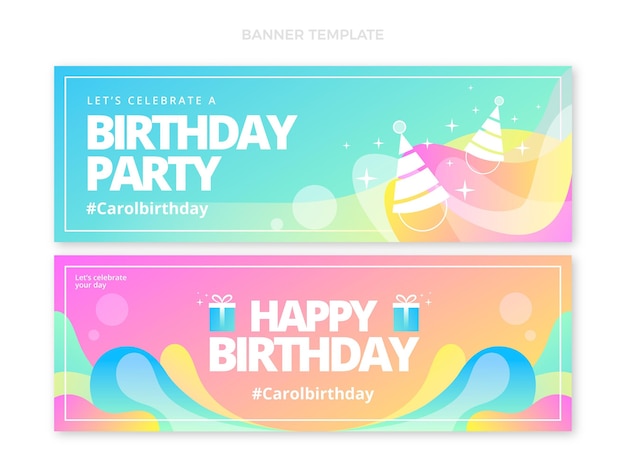 Gradient abstract fluid birthday banners vertical