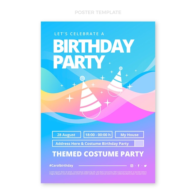 Gradient abstract fluid birthday poster