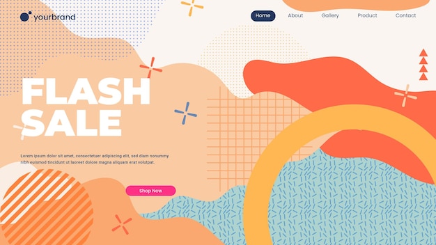 Gradient abstract fluid landing page design premium vector