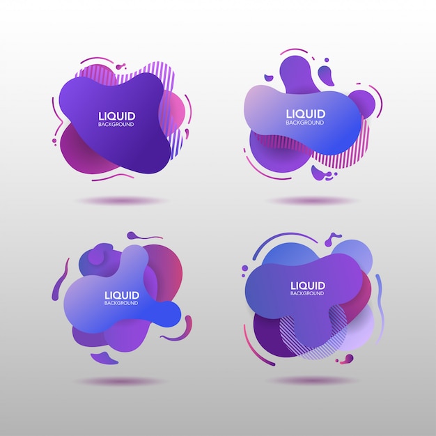 Gradient Abstract Liquid shapes set in Purple