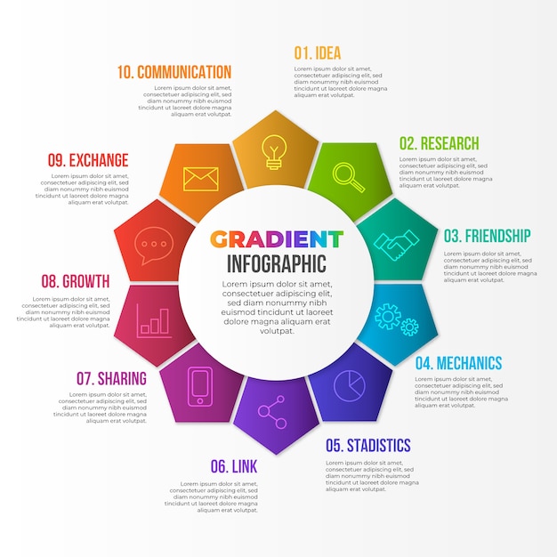 Gradient abstract shape infographic