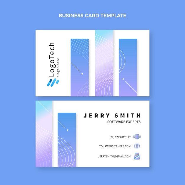 Gradient abstract technology vertical business card