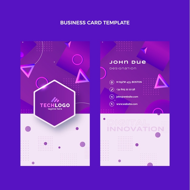 Gradient abstract technology vertical business card