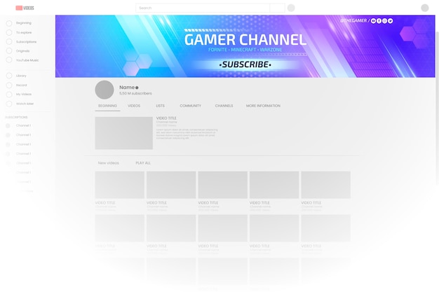 Gradient abstract youtube banner design