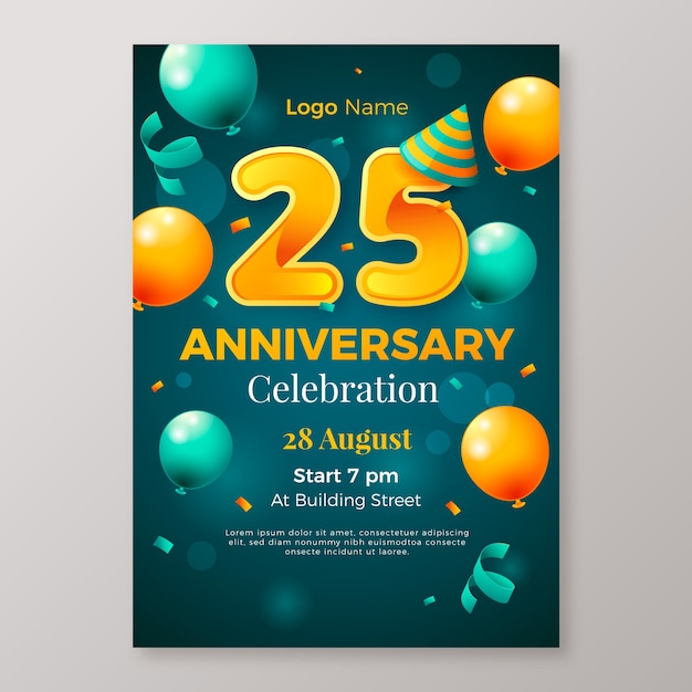 Vector gradient anniversary  template design