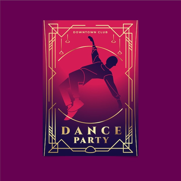 Gradient art deco dance party poster