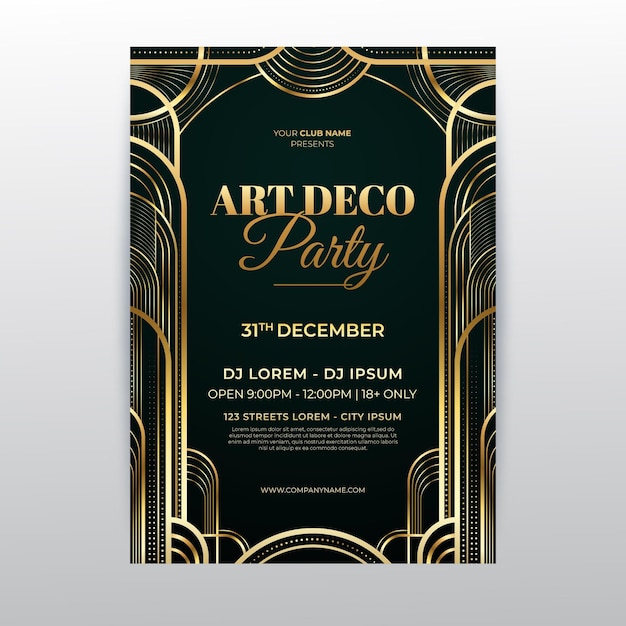 Vector gradient art deco elegant party poster